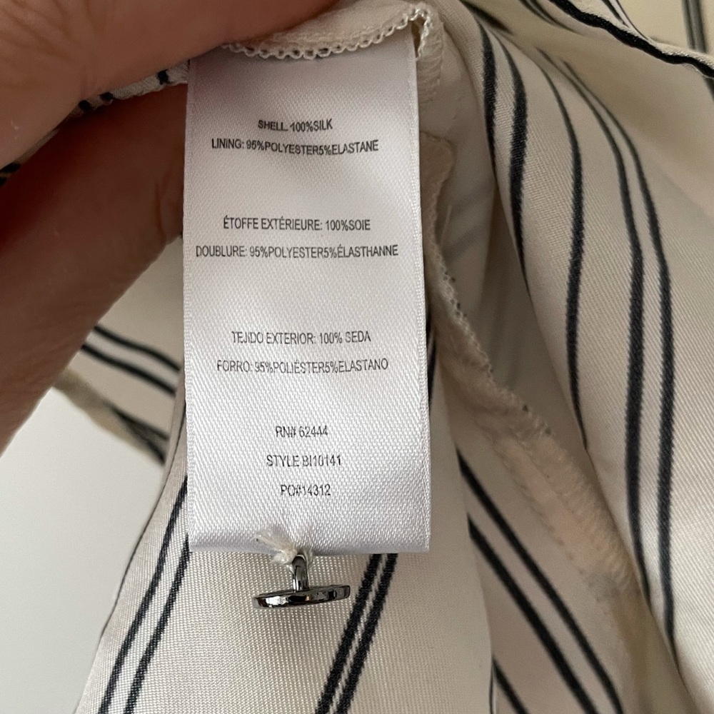 Artelier Nicole Miller Departure Stripe Cap Sleeve Silk Blouse, Sz 4 - Picture 7 of 10